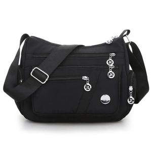 Sac Porté Épaule Femme Outreo - Bandoulière Léger Imperméable, Noir Medium, Idéal Voyage Et Quotidien