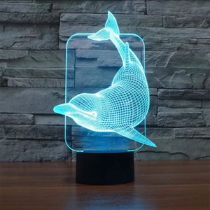 3D Requin Poisson Lampe Illusion Optique LED Veilleuse Optiques Illusions Lampe de Nuit 7 Couleurs Tactile Lampe de Chevet Chambre Table Art Déco Enfant Lumière de Nuit avec Cable USB