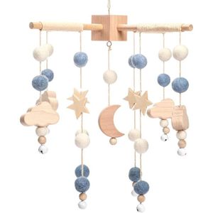 MOBILE Mobile Bébé Carillons Éoliens - Promise Babe - Boules de Feutre Lune Planète Étoiles - Bleu - OREILLER BEBE