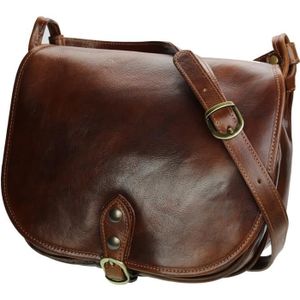 SAC À MAIN Sac Bandoulière Cuir Western 31x25x15 Marron - OLIVIA - Sacs À Main Femme