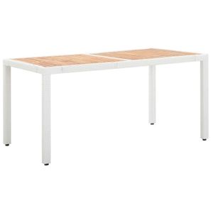 Ensemble table et chaise de jardin Salon de jardin - Résine tressée - Blanc - Table 150x90x75cm - 6 chaises