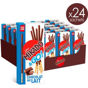 BISCUITS CHOCOLAT Mikado Pocket - Présentoir de 24 paquets (39 g) - Biscuit Chocolat au Lait - Format Pocket Pratique à Emporter