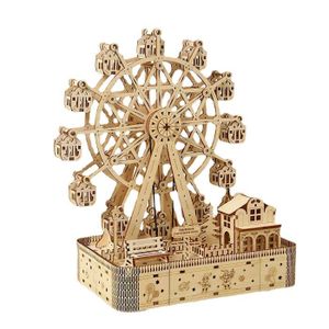 ASSEMBLAGE CONSTRUCTION Briques de Jeux de Construction de Grande Roue Rotative, Puzzle 3D, boîte à musique en bois, cadeaux d'anniversaire ou Noël,183pcs