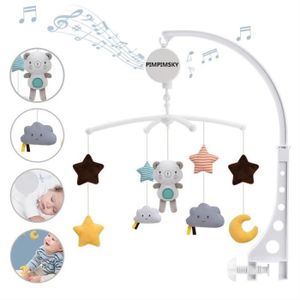 MOBILE Mobile musical pour lit bébé PIMPIMSKY, jouet animaux musaical endormant lit bébé, jouet de dessin animé rotatif 360 ° Rose
