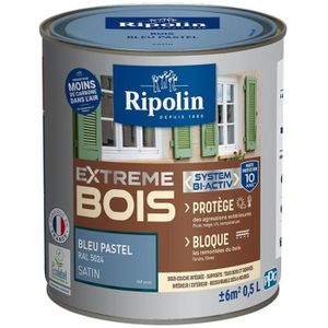 PEINTURE - VERNIS RIPOLIN - Extrême Bois - Bleu pastel Ral 5024 - Satin - 0,5L