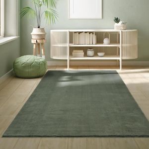 TAPIS Tapis pour le salon ou de chambre - vert foncé - 120x160 cm | Rectangulaire | Lavable jusqu'à 30 degrés | Tapis LOFT de The Carpet