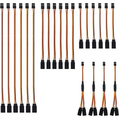 Lot de 22 Câbles d'Extension Servo JR 3 Broches 100/150/300 mm avec 4 Câbles Y Splitter 1 vers 2 – 22AWG - Jeux - Jouets