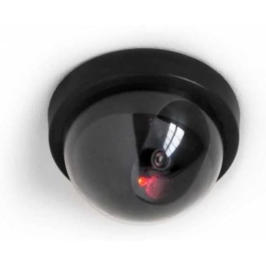 Fausse Caméra De Surveillance Dôme Solaire – LED Rouge Clignotante, étanche IP, Dissuasion Intérieur/extérieur
