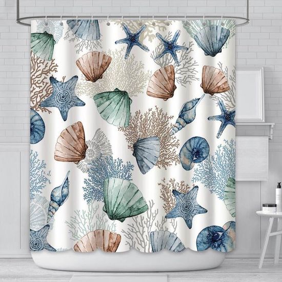 Rideaux De Douche Rideau Douche Océan 180x180cm - Tortues Marines - Polyester Imperméable Rideau Theme Ocean Rideaux De Douche Rideau Douche Océan 180x180cm - Tortues Marines - Polyester Imperméable Rideau Theme Ocean