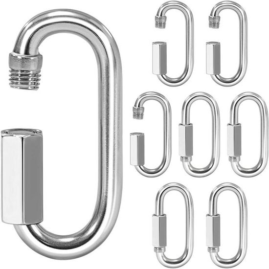 BuxiuGK Lot de 4 maillons rapides M6 en acier inoxydable 304 très résistants en forme de D - Mousqueton à vis - Charge maximale : 120 kg BuxiuGK Lot de 4 maillons rapides M6 en acier inoxydable 304 très résistants en forme de D - Mousqueton à vis - Charge maximale : 120 kg