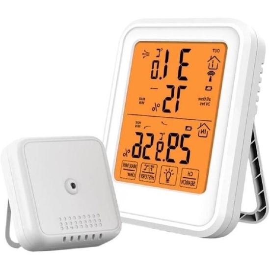 Thermomètre Intérieur Extérieur Connecté Avec 3 Capteurs Sans Fil - Hygromètre LCD 100m Portée