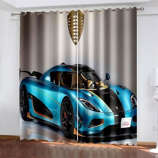 HIf-10173 Rideaux occultants pour fenêtre de voiture de course imprimés en  3D pour chambre à coucher salon Taille:180x210cm