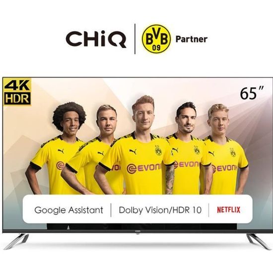 ANDROID SMART TV 65''LED, CHiQ U65H7A, UHD, 4K, Wifi, Bluetooth, Youtube, Netflix, Amazon Prime Vidéo, Google Play.
