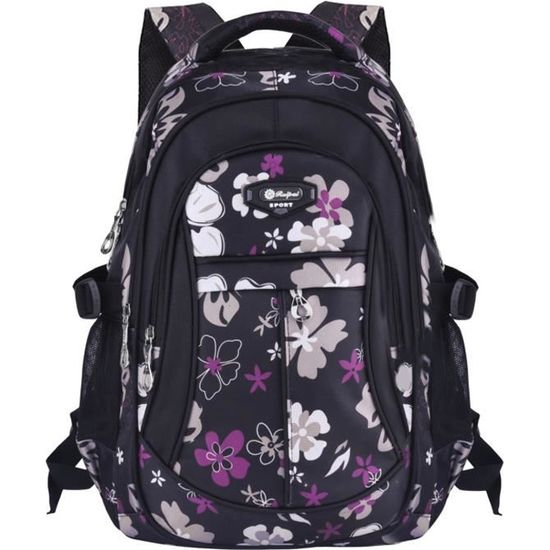 COOFIT Sac a dos Cartable Scolaire fille gar on Violet Noir Noir et