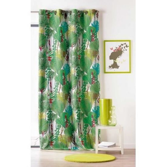 Rideau A Motifs Jungle Tisse En France Vert 140 X 240 Cm Cdiscount Maison