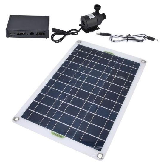 HURRISE pompe de bassin solaire Kit de pompe à eau solaire 50W panneau 800L/h 12V à faible bruit DC écologique Durable en