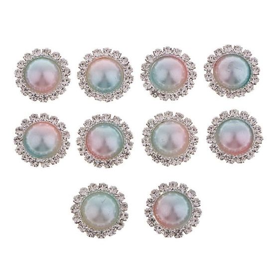 Lot De 20 Boutons En Métal Argenté Avec Perle Nacrée Beige 5mm - Pour Création Couture