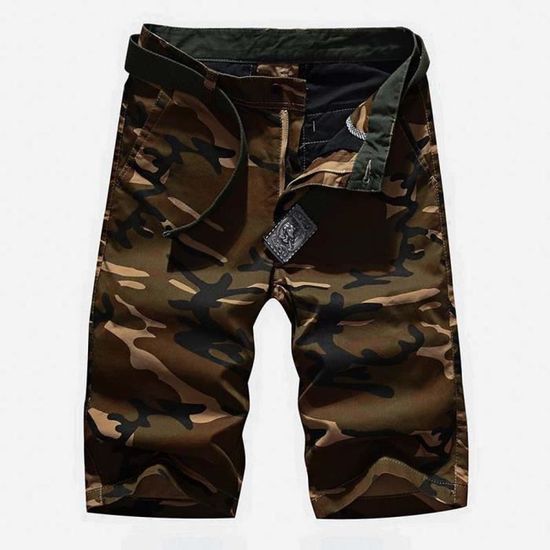 Short Cargo Homme Militaire - Multi-Poches, Coton Léger, Taille 28W à 38W - Parfait Pour Randonnée, Sport, Extérieur