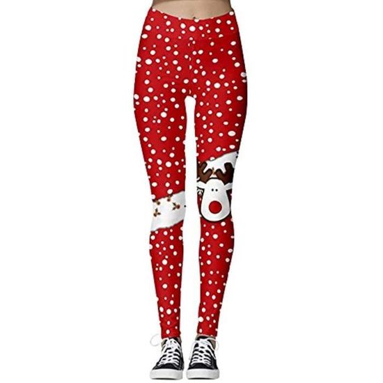 Legging De Sport Noël Motif Bonhomme De Neige - Collant Chaud Hiver - Pour Yoga, Running, Tenue Festive