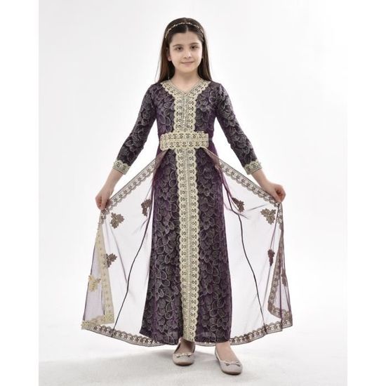 Caftan enfant fille takchita abaya robe dubai AID Violet 14 Violet