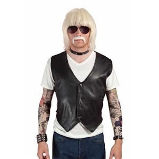 Gillet Sans Manche PU de Biker PTIT CLOWN Noir Mixte