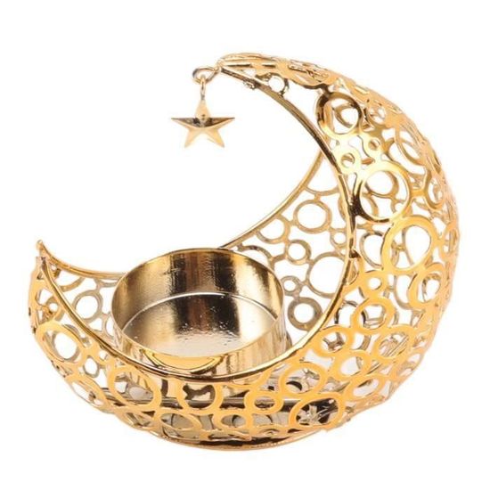 Bougeoir Métal Doré à Motif Ajouré | Chandelier Vintage Pour Décoration Mariage, Noël, Fête | 11x11x9 Cm