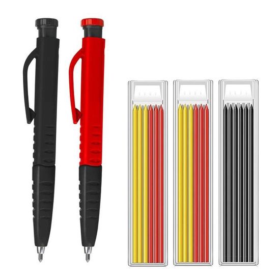 JSMTKJ 48 Mines Pour Crayon De Charpentier 2,8 Mm – Recharges Solides Et Imperméables Pour Bois, Métal Et Chantier
