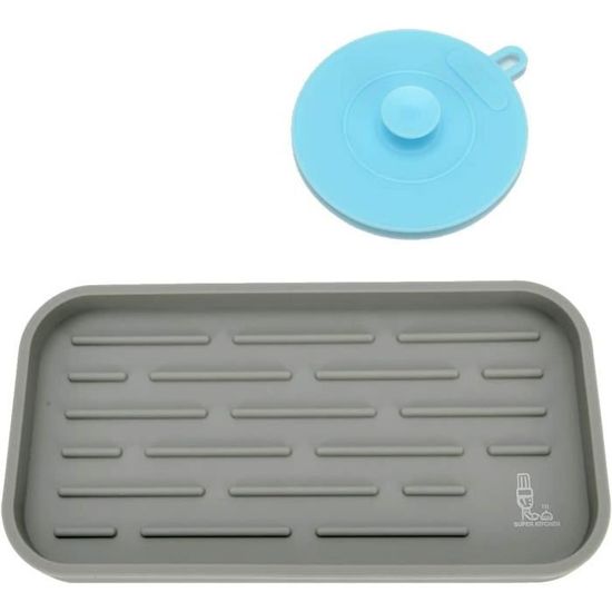 2 Organiseurs D'évier En Silicone Noir - Pour éponges Et Accessoires De Cuisine/salle De Bain - Drainage Rapide - 23x8,7x1,3 Cm