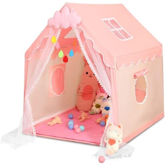 Tente Tipi Château Princesse/prince En Coton - Pop-up Portable 116x116x123 Cm - Maison De Jeu Pour Enfant - Cadeau