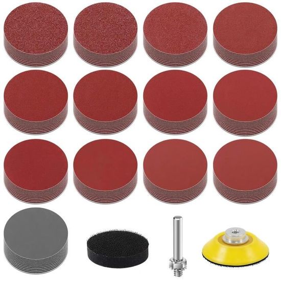 Set De 184 Papiers De Verre QWORK - Disques 50 Mm, Grains 60 à 10000, Pour Ponçage Humide/Sec