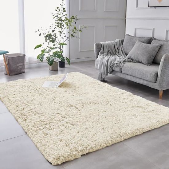 Tapis Moderne à Poils Longs Noir Et Crème 240x340 Cm | Leroy Merlin