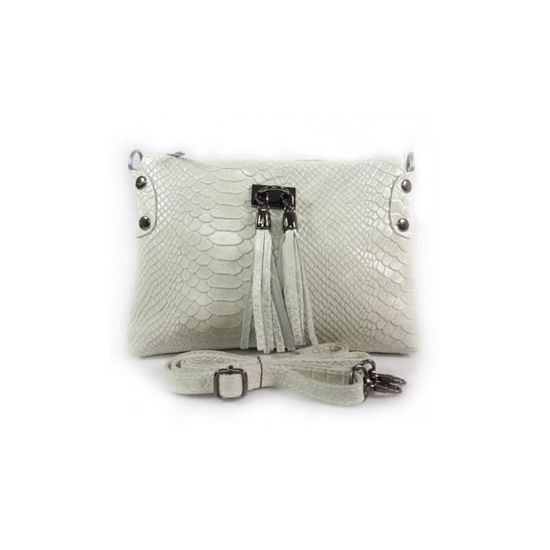 Sac ?� main en cuir blanc Vera Pelle LP149G pour femme/adulte - Cdiscount Jardin