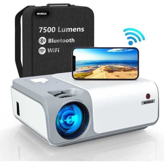 5G WiFi Videoprojecteur Full HD Bluetooth-WiMiUS W1,9000 Lumen Projecteur 1080p Natif, Soutiens 4k,Correction Trapézoïdale 5D & Zoom
