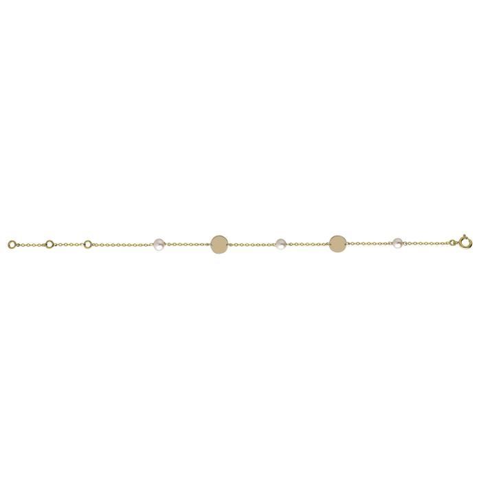 Bracelet - BRILLAXIS - Bracelet Brillaxis or jaune - 18 carats - Perles deau douce - Ajustable