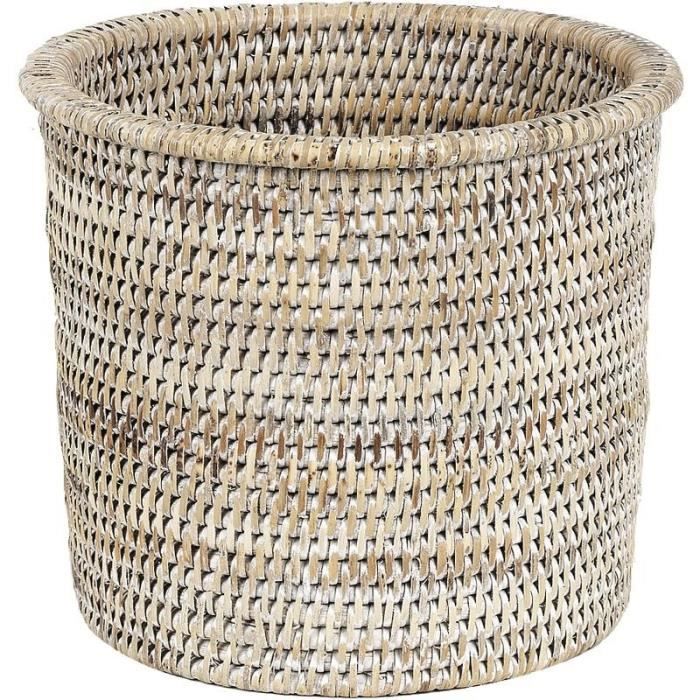 Cache-pots rond en rotin blanc