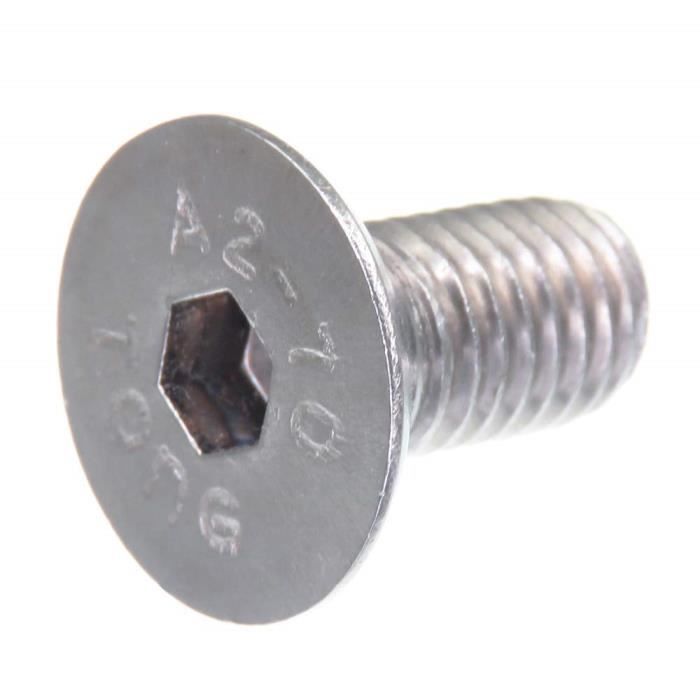 Vis à tête fraisée SECCARO M10 x 20 mm, acier inoxydable V2A VA A2, DIN 7991 - ISO 10642, à six pans creux, 20 pièces