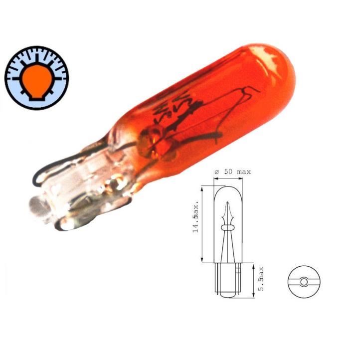 AMPOULE 12V 2W T5 W2x4.6D WEDGE ORANGE MOTO SCOOTER PEUGEOT COMPTEUR CLIGNOTANT