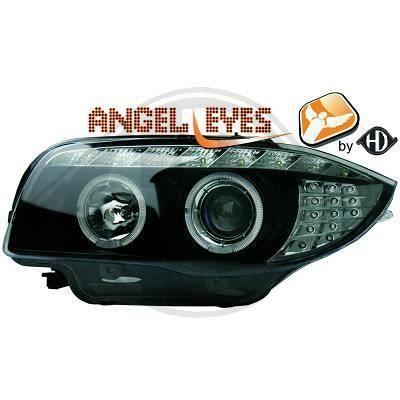1280980 , Paire de Feux Phares angel eyes noir pour BMW Serie 1 , Coupe , Cabriolet , Berline E81 - 82 - 87 - 88 de 2004 a 2011