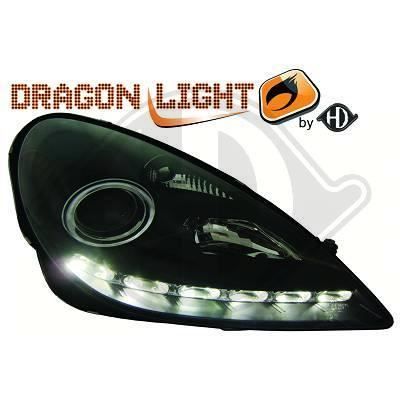 1636480 , Paire de Feux Phares Daylight LED noir pour MERCEDES SLK R171 de 2004 a 2011