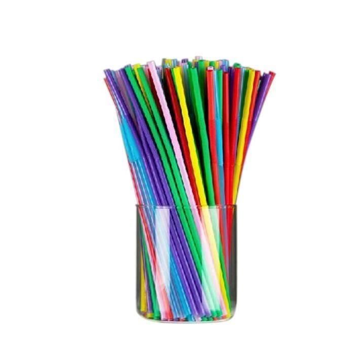 HT Pailles Multicolore Jetable Pailles Pailles Flexibles pour Fête Famille 100 Pcs - HTSWM824AA0818