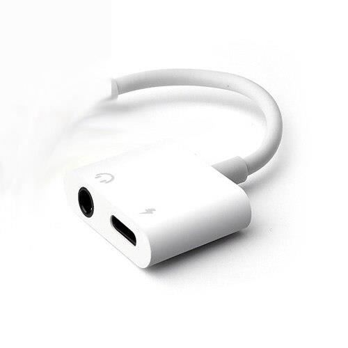 Adaptateur Audio 2 en 1, câble de chargement pour écouteurs iPhone 12X7 8 plus, prise Jack 3.5mm Lighting And 3.5mm W -IN173