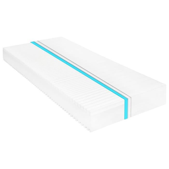 Matelas 80 x 200 cm 7 zones Mousse PU 16 cm H2 H3