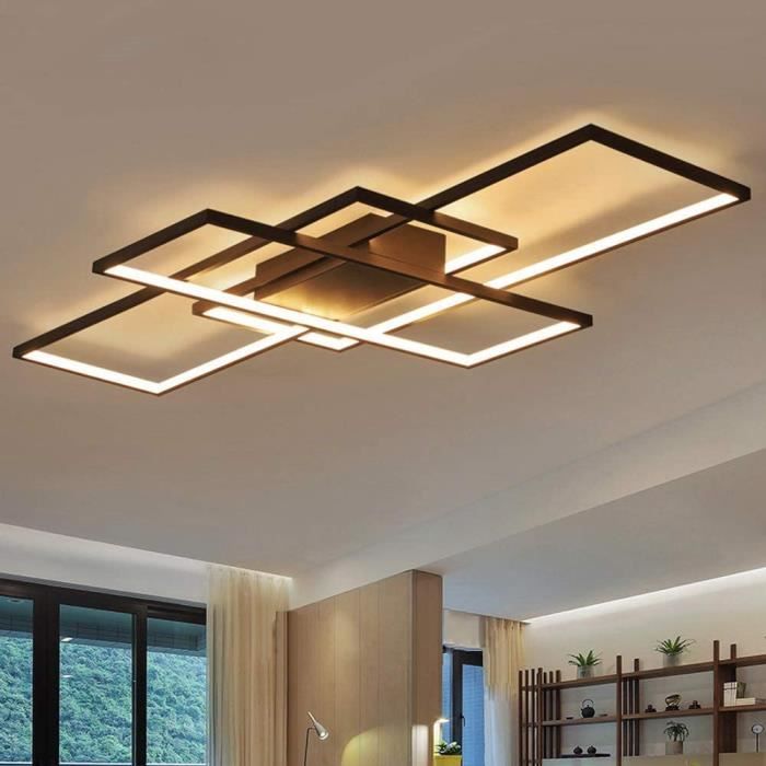 Dellemade Plafonnier LED rectangulaire à 3 ampoules - Design moderne - Noir947