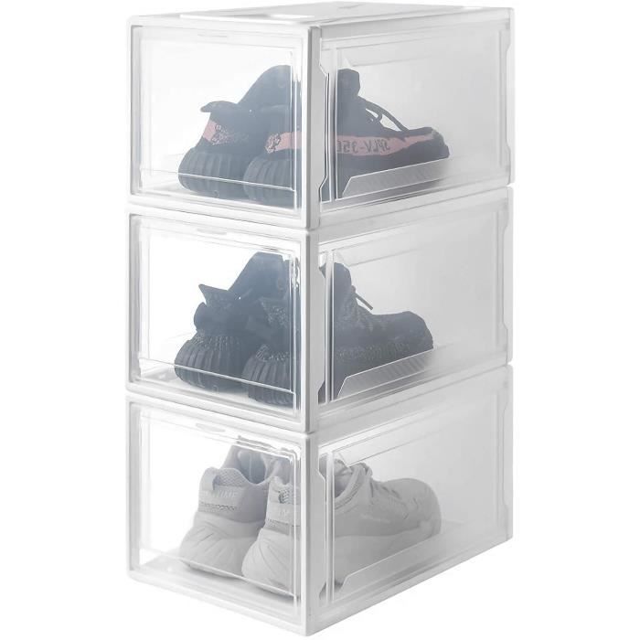 Yorbay Lot de 3 Boîtes à Chaussures avec Couvercle Transparent, Boîte de Rangement pour Chaussures, Outils de Couture, Petite Boîte