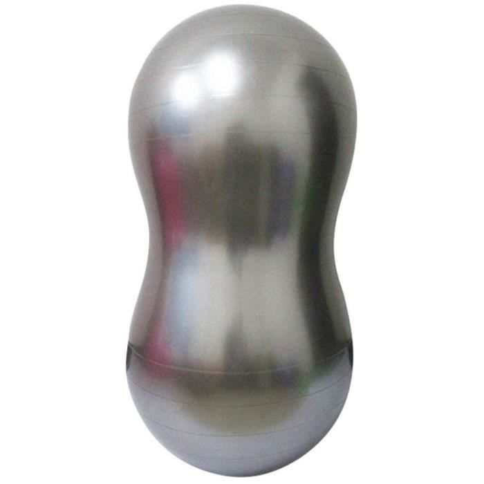 Ballon D’Exercice en Forme de Cacahuète & Pompe - Ballon d’Exercice pour Le Fitness, Le Yoga, l’équilibre, la kinésithérapie（Argent）