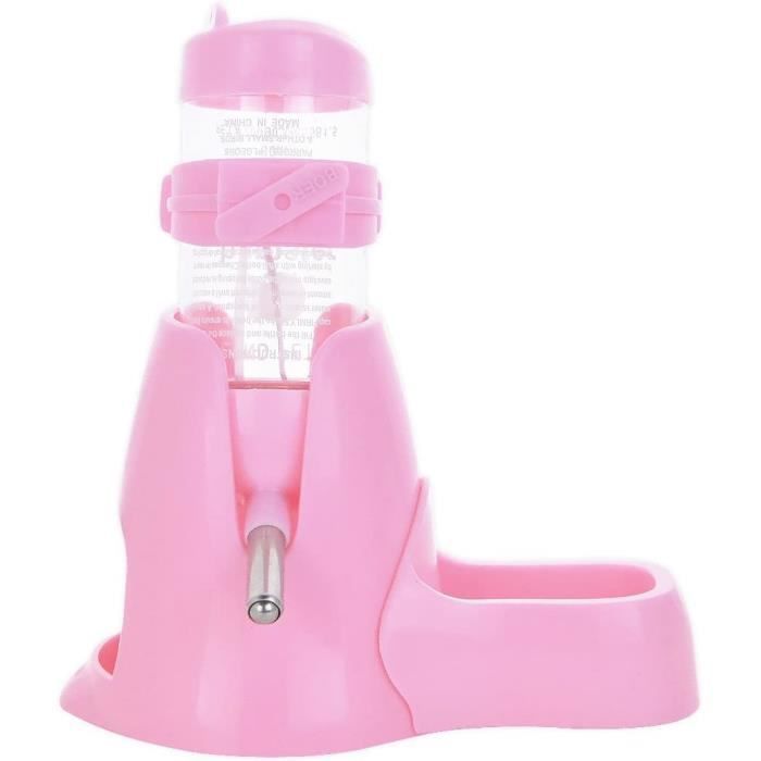 DISTRIBUTEUR D'ALIMENT d'eau pour Petits Animaux, Hamster, Cochon d'Inde, Lapin, Rat, Furet, Gerbille, Chinchilla, 80ml, Rose