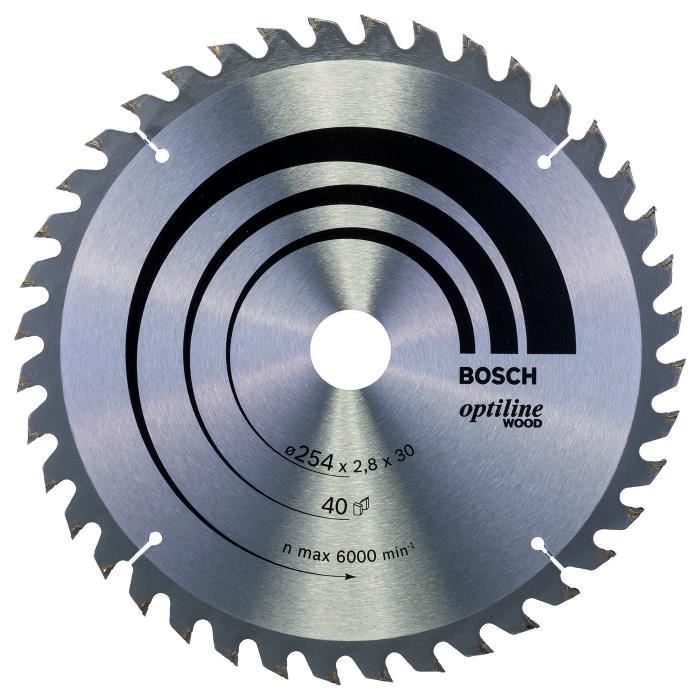 Bosch Professional Bosch 2608640443 Lame de scie circulaire Optiline Wood 254 x 30 x 2,8 mm, 40, 1 pièce, Gris