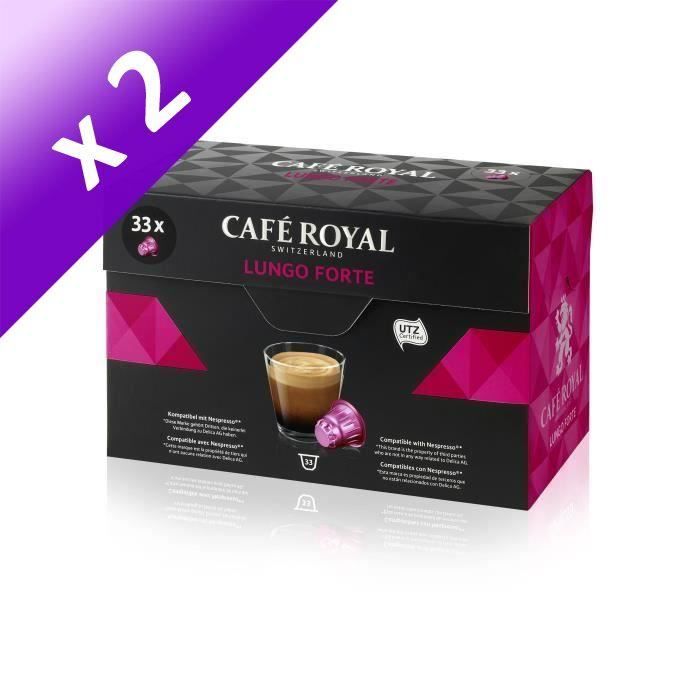 CAFE ROYAL Lungo Forte - Compatibles avec le système Nespresso - 33 Capsules (Lot de 2)