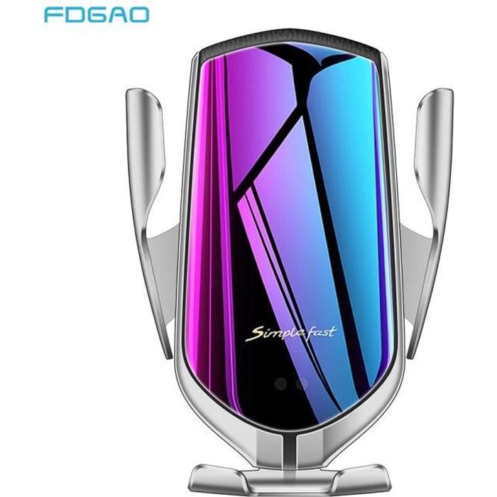 Chargeur de voiture sans fil rapide,Qi Support Téléphone Voiture Rotation à 360° pour Samsung S21 20 10 S9 S8, iPhone 13 12 11 XS X