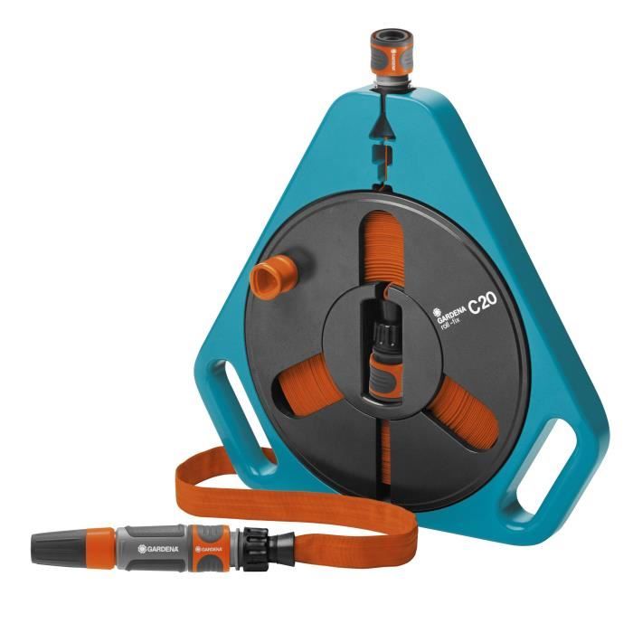 GARDENA Tuyau plat textile Classic 20 en boîtier-enrouleur – Longueur 20m – Ø12mm – Pression max 25 bar – Garantie 5 ans (757-20)